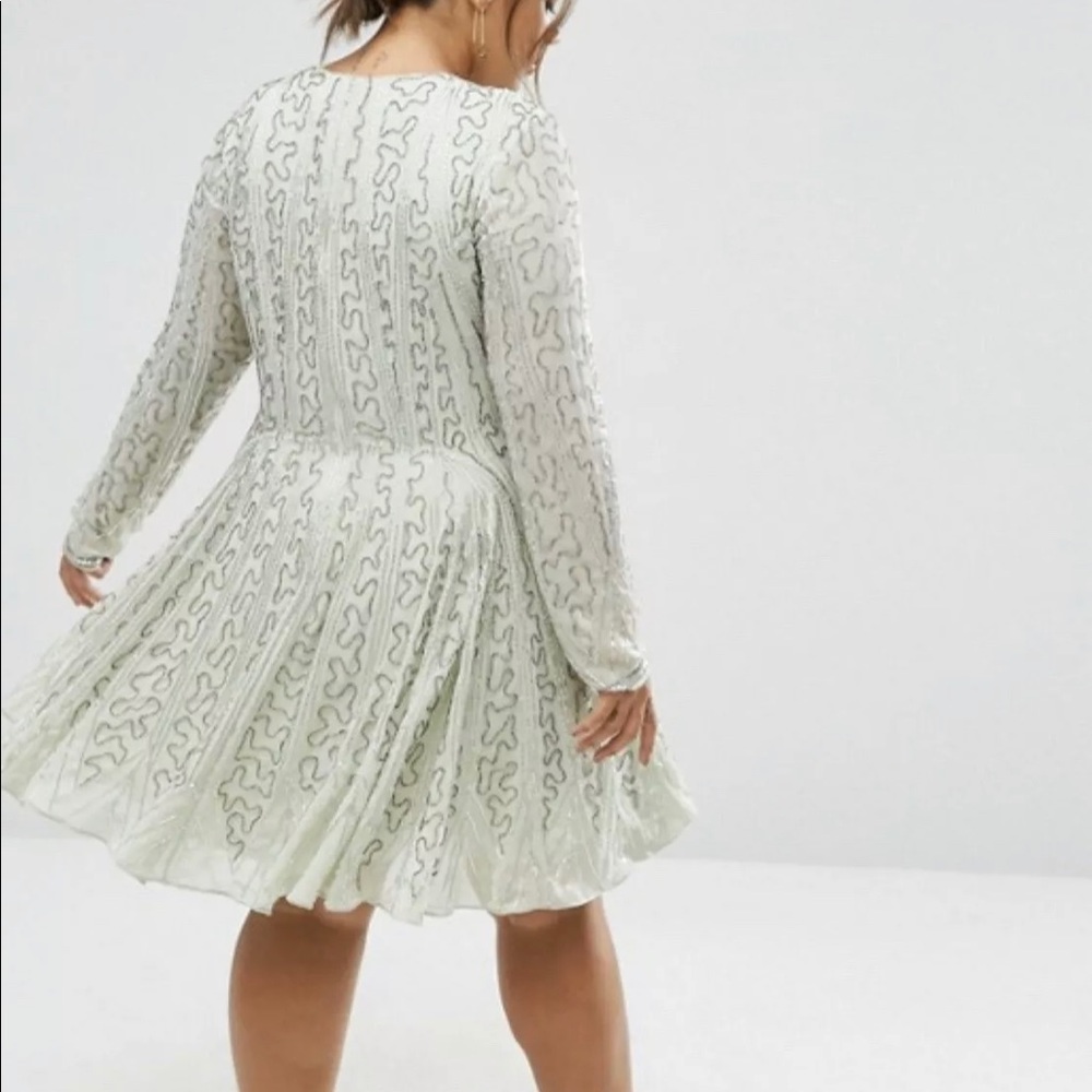 ASOS CURVE Bugle Beaded long sleeve skater dress
